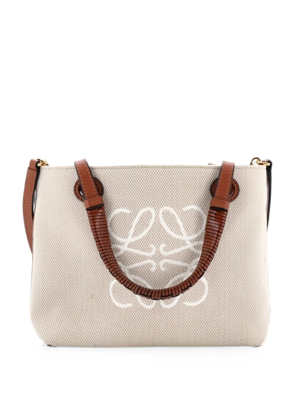 Loewe Pre-Owned Mini Anagram Square Basket Tote Schultertasche aus Canvas - Nude