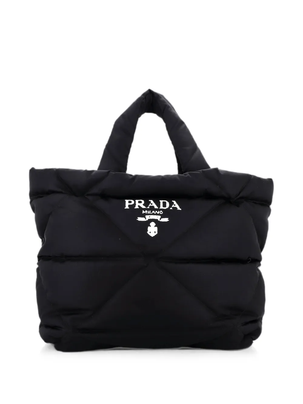 Prada Pre-Owned Mittelgroße Tote Bag aus gestepptem Re-Nylon mit Logo - Schwarz