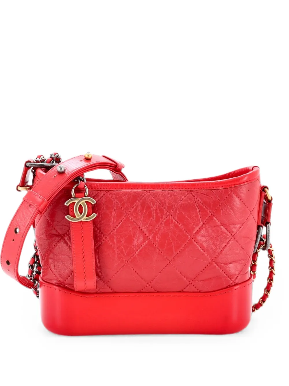 CHANEL Pre-Owned Gabrielle Quilted Aged Calfskin Small hobo bag - Red