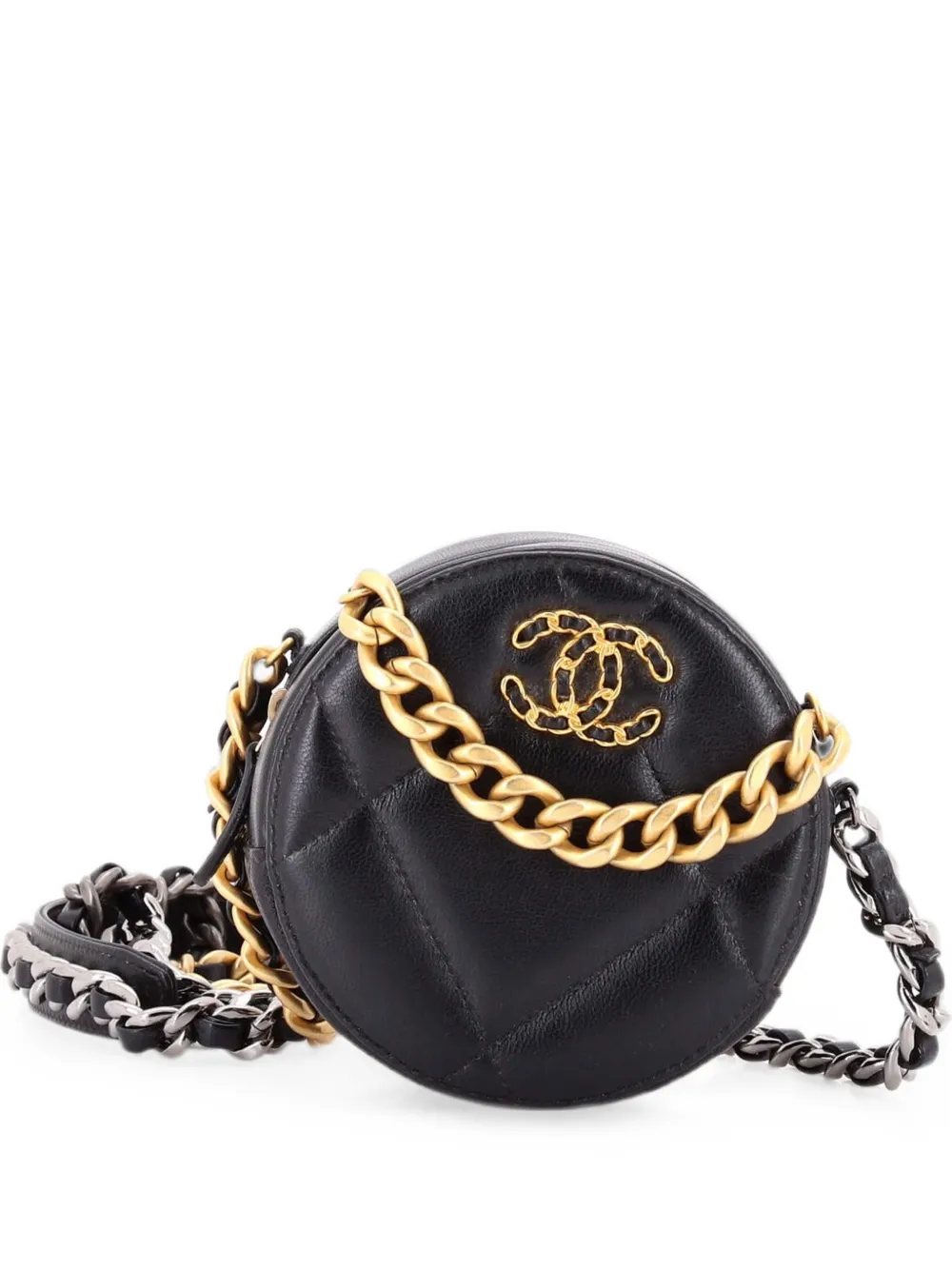 CHANEL Pre-Owned 19 Round with Chain Quilted Leather clutch bag - Black