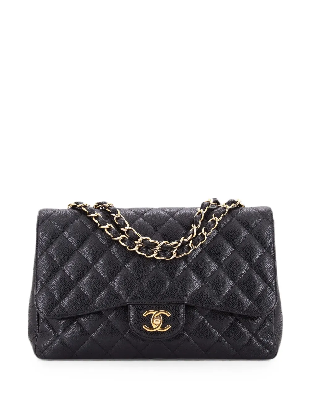 CHANEL Pre-Owned Classic Single Flap Bag Quilted Caviar Jumbo shoulder bag - Black