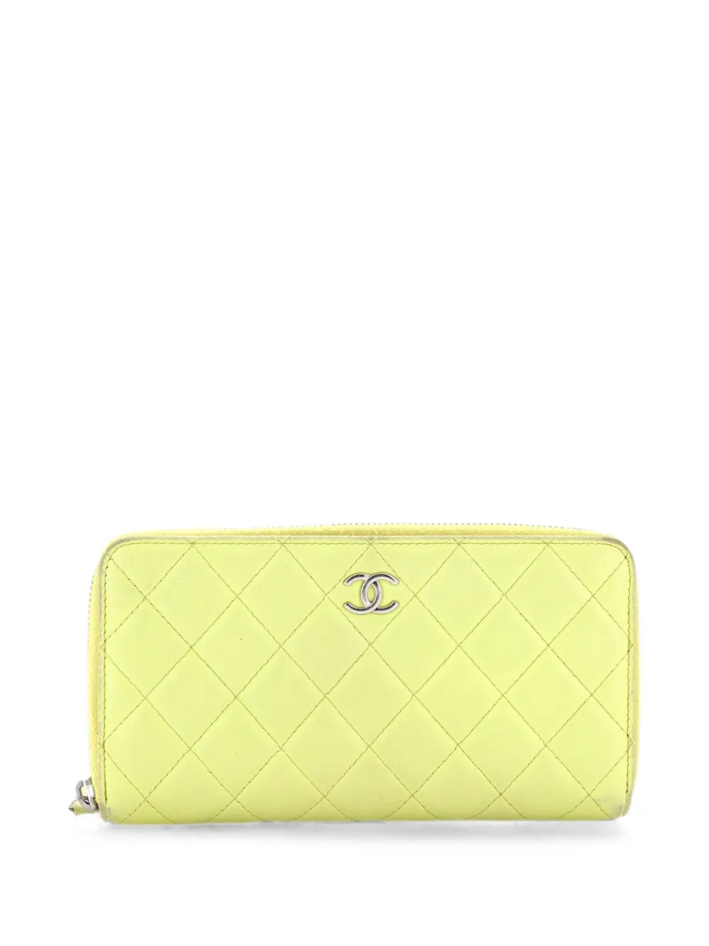 CHANEL Pre-Owned Zip Around Wallet Quilted Lambskin Long small wallets - Yellow