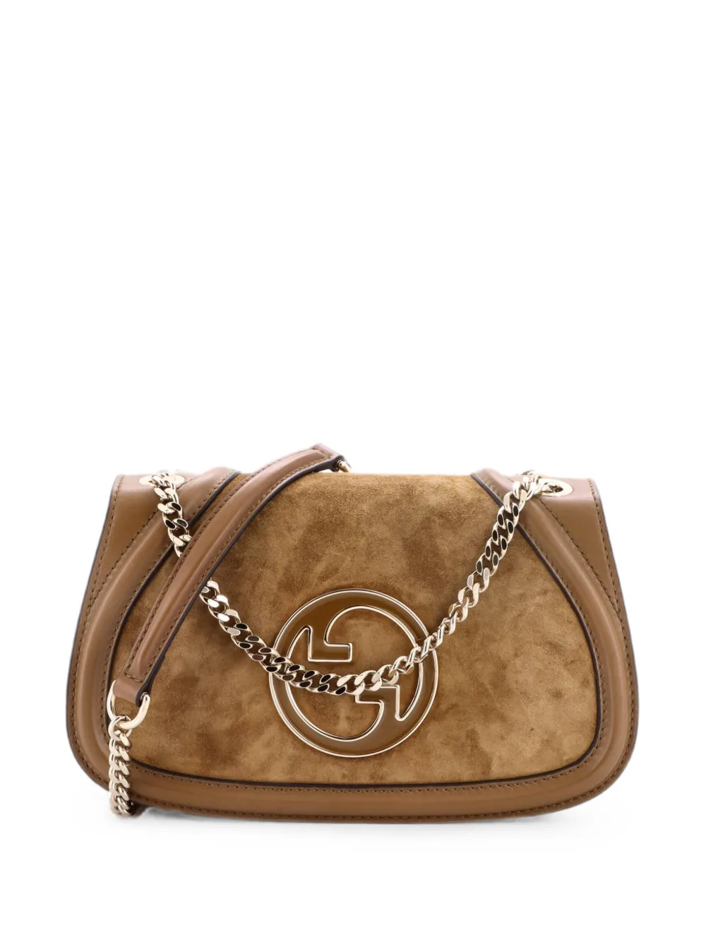 Gucci Pre-Owned Borsa a spalla Blondie NM piccola in pelle scamosciata con battente e catena - Marrone
