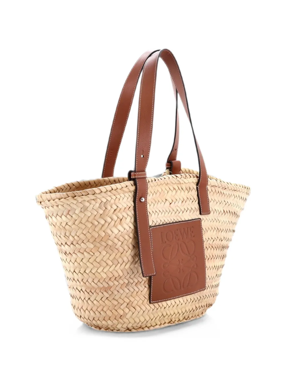 Pre-owned Loewe Basket Raffia Medium Tote Bag In Neutrals