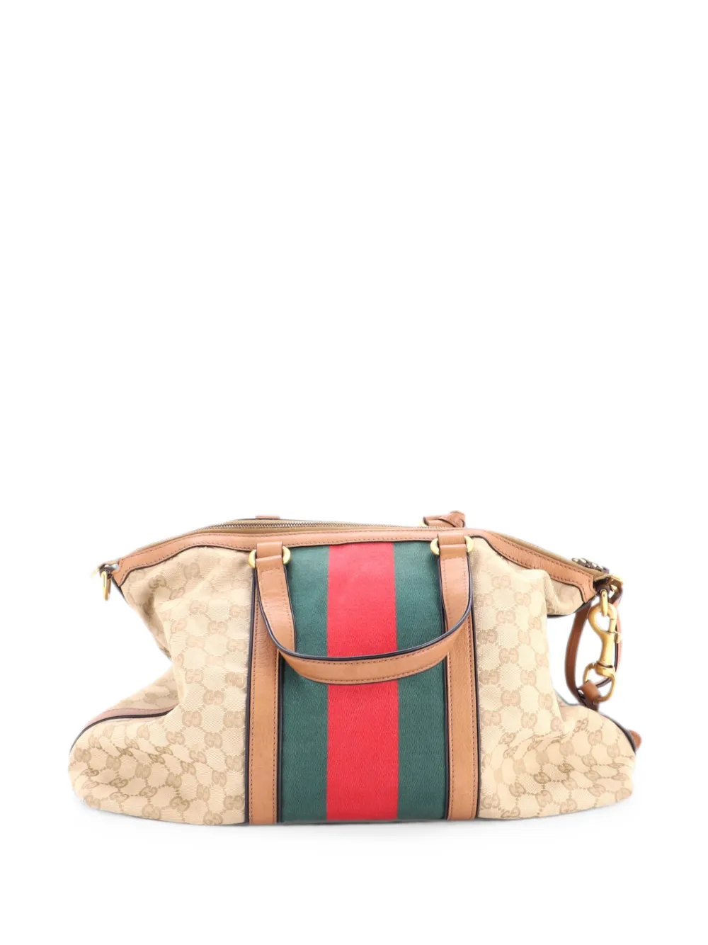 Gucci Pre-Owned Mittelgroße Rania Convertible Web Tote Bag aus GG Canvas mit Henkel - Braun