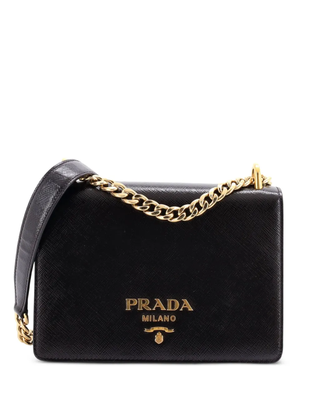Prada Pre-Owned Borsa a tracolla piccola in pelle Saffiano verniciata con catena e battente - Viola