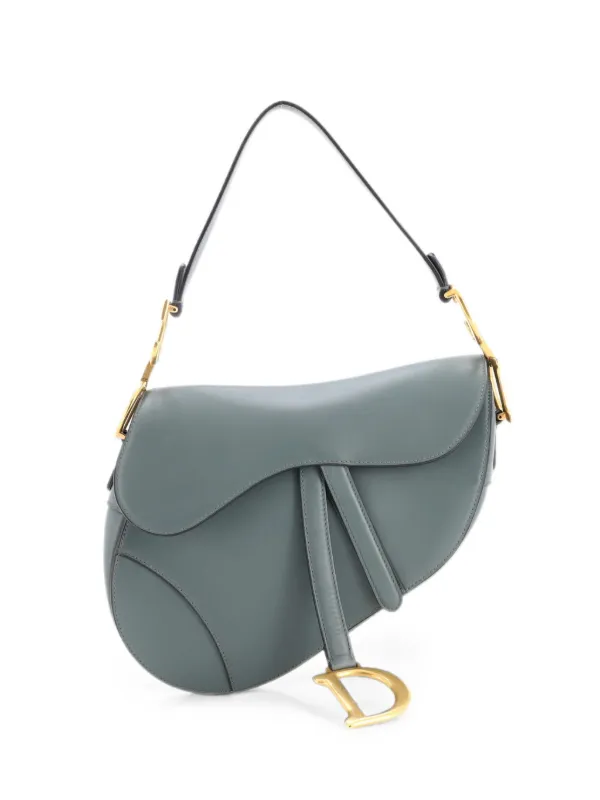 Dior Pre-owned Saddle Handbag Leather Medium Shoulder Bag in Green