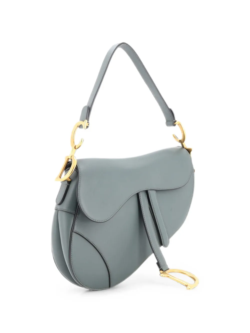 Dior Pre-owned Saddle Handbag Leather Medium Shoulder Bag in Green, view 3