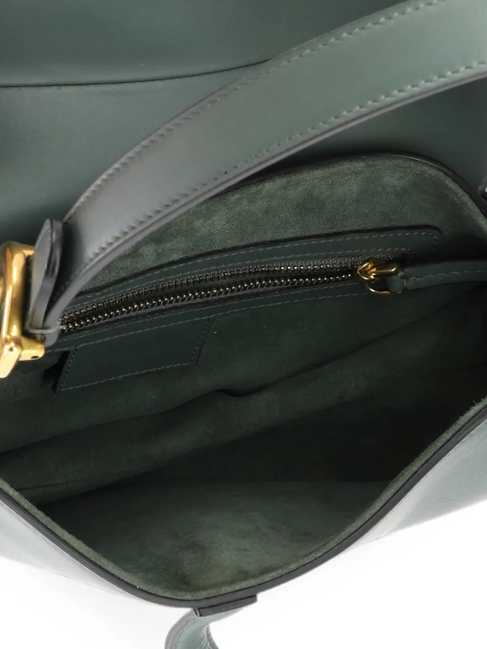 Dior Pre-owned Saddle Handbag Leather Medium Shoulder Bag in Green, view 5