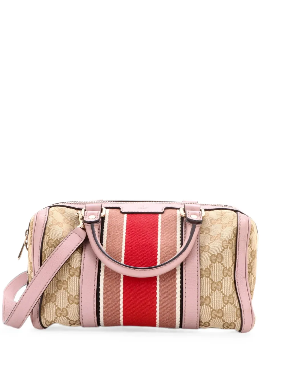Gucci Pre-Owned Kleine Vintage Web Boston Satchel-Tasche aus GG Canvas - Braun