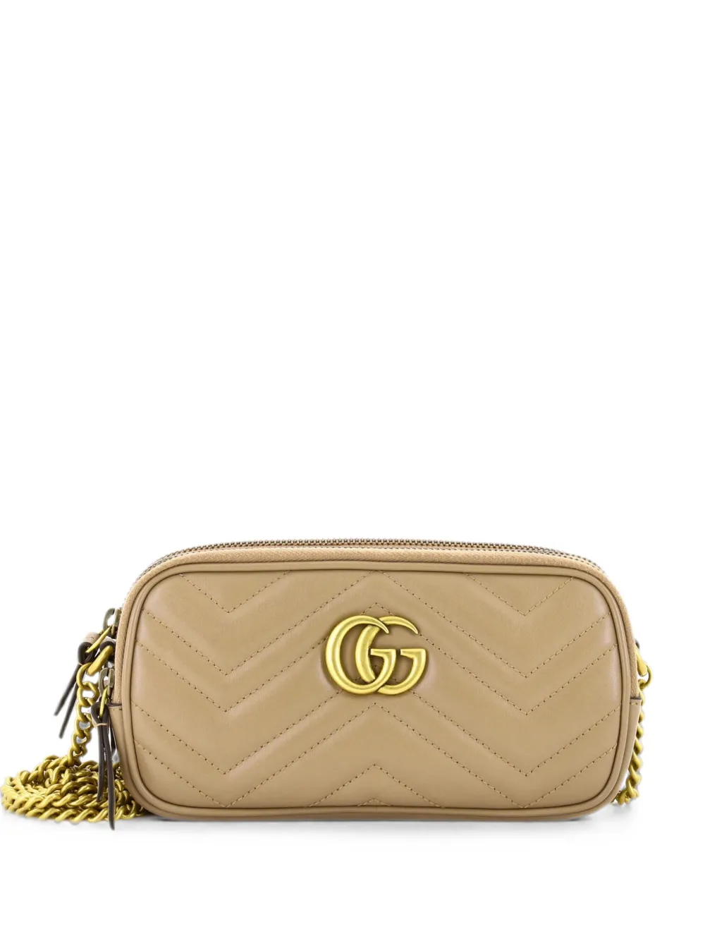 Gucci Pre-Owned Borsa a tracolla GG Marmont mini in pelle matelassè con tripla zip e catena - Toni neutri