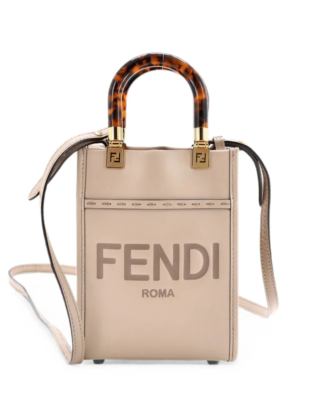Fendi Pre-Owned Sunshine Shopper Tote Leather Mini crossbody bag - Neutrals