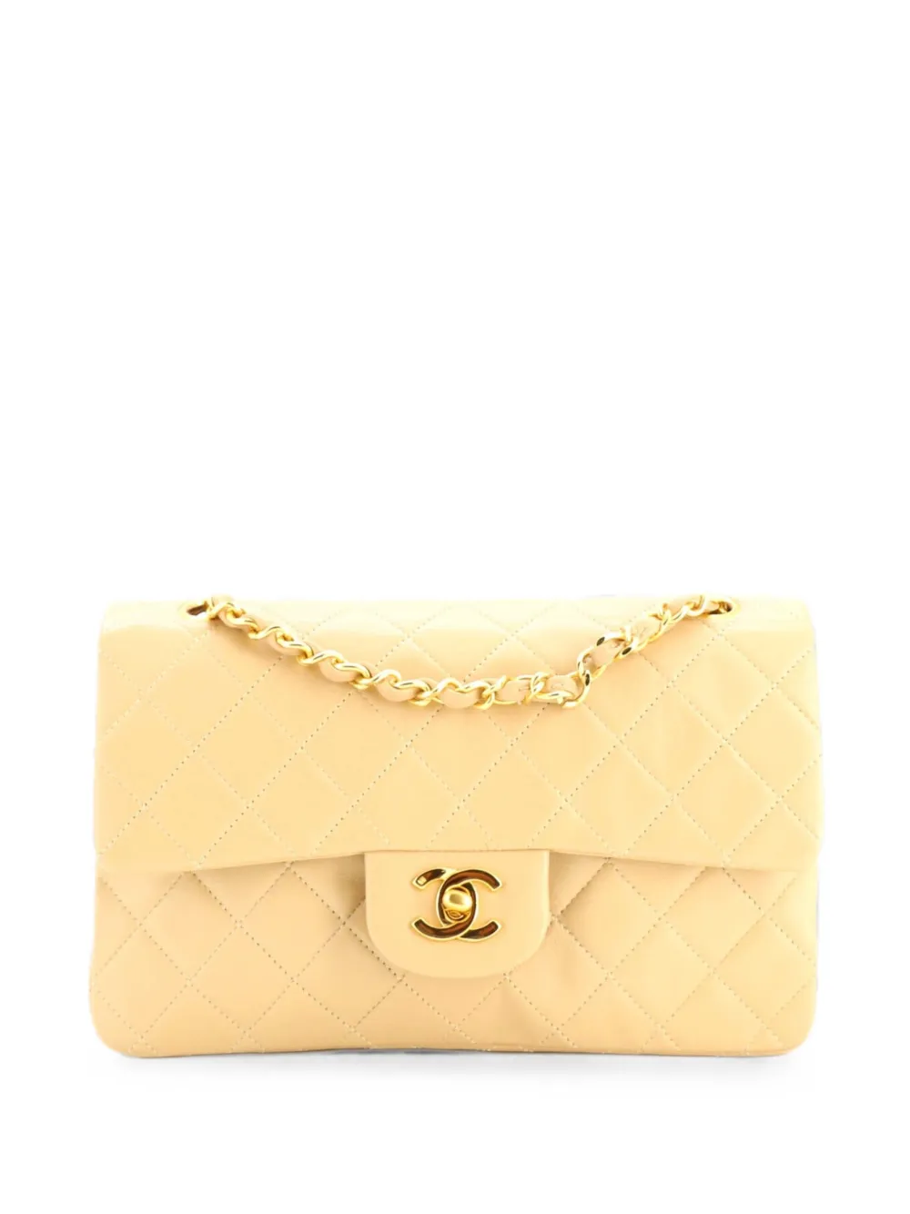 CHANEL Pre-Owned Classic Double Flap Bag Quilted Lambskin Small shoulder bag - Neutrals