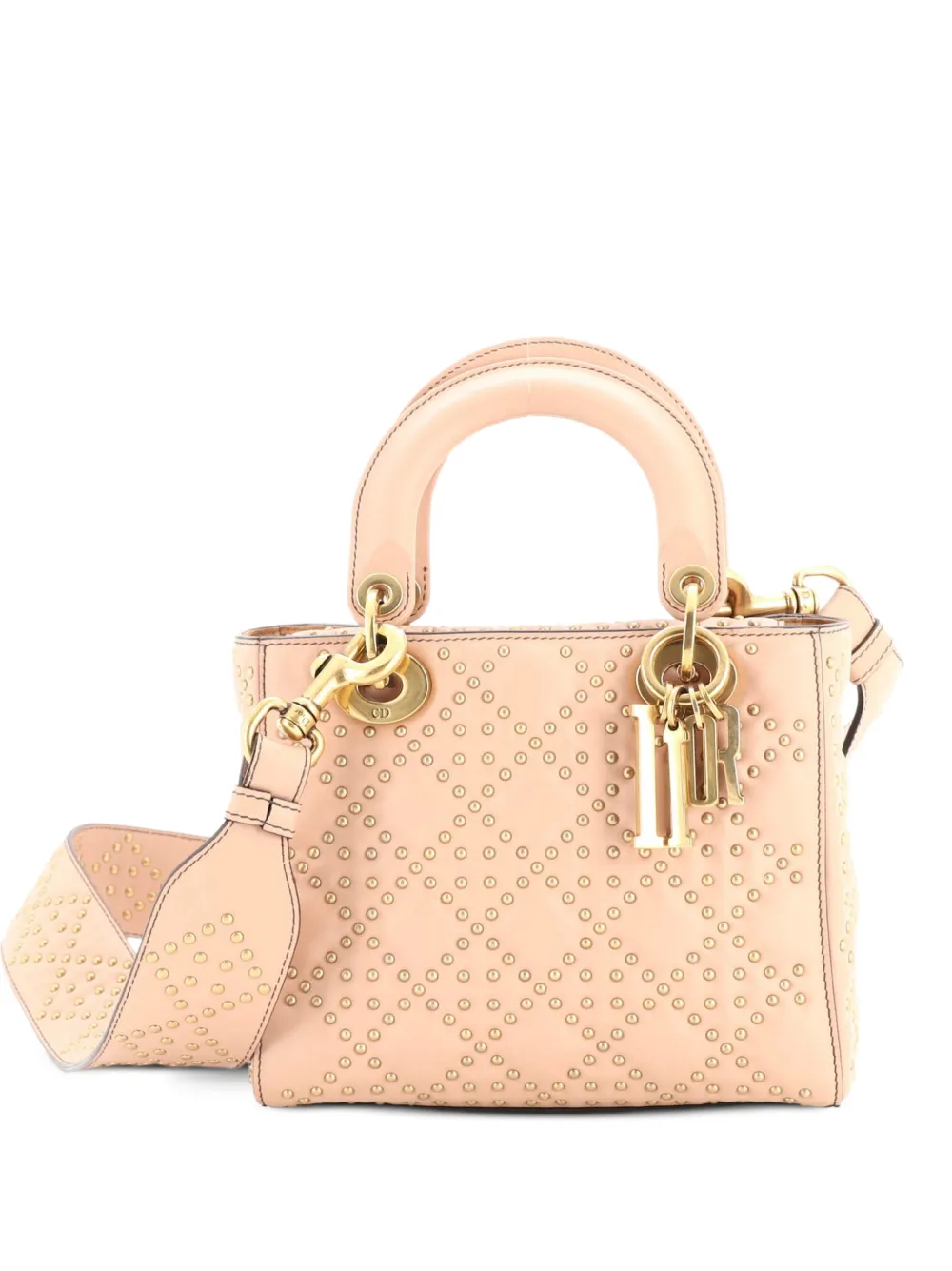 Christian Dior Pre-Owned Supple Lady Dior Bag Cannage Studded Lambskin Small crossbody bag - Neutrals
