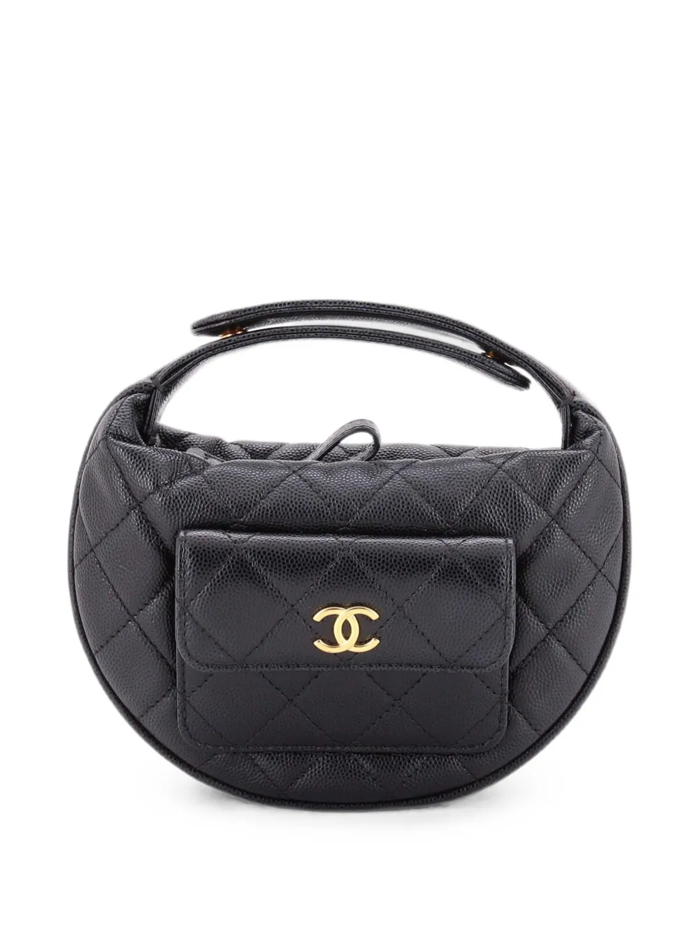 CHANEL Pre-Owned Polly Pocket Pouch Quilted Caviar Mini hobo bag - Black