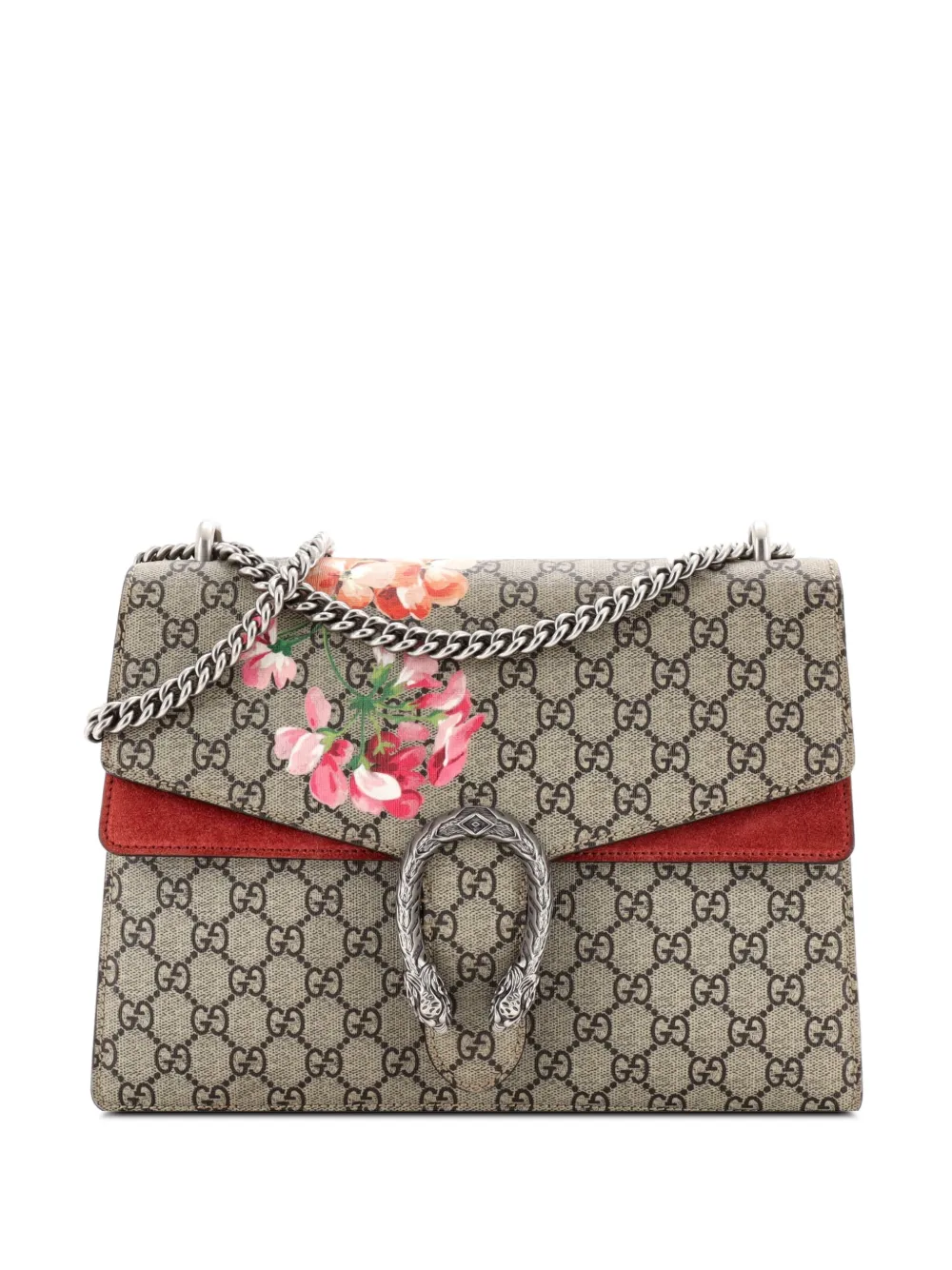 Gucci Pre-Owned Borsa a spalla Dionysus media in tela cerata GG con stampa a fiori - Marrone