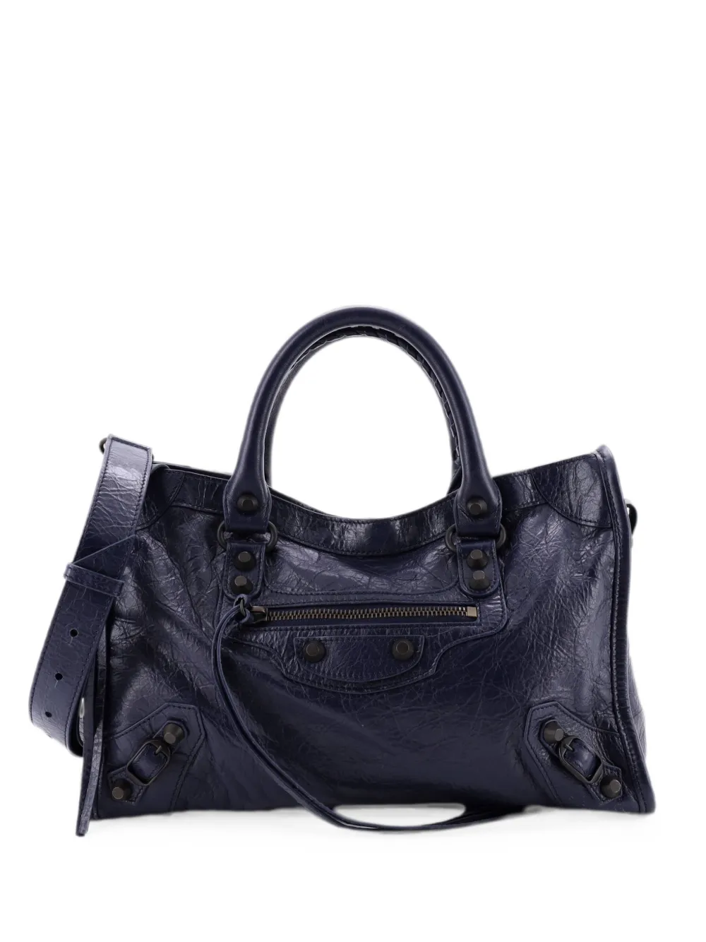 Balenciaga Pre-Owned Kleine City Classic Satchel-Tasche aus Leder mit Nieten - Blau
