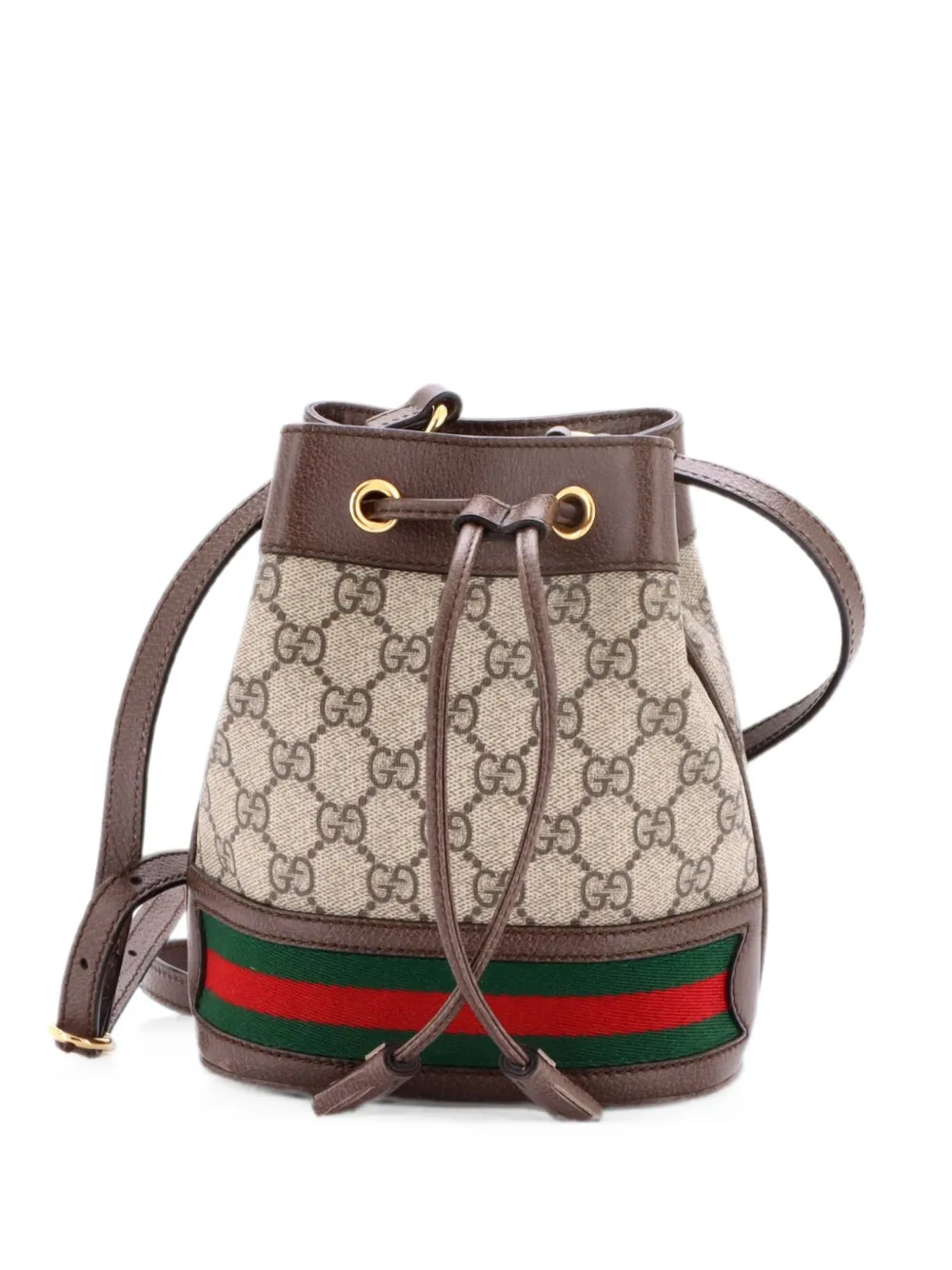 Gucci Pre-Owned Borsa a secchiello Ophidia mini in tela cerata GG - Marrone