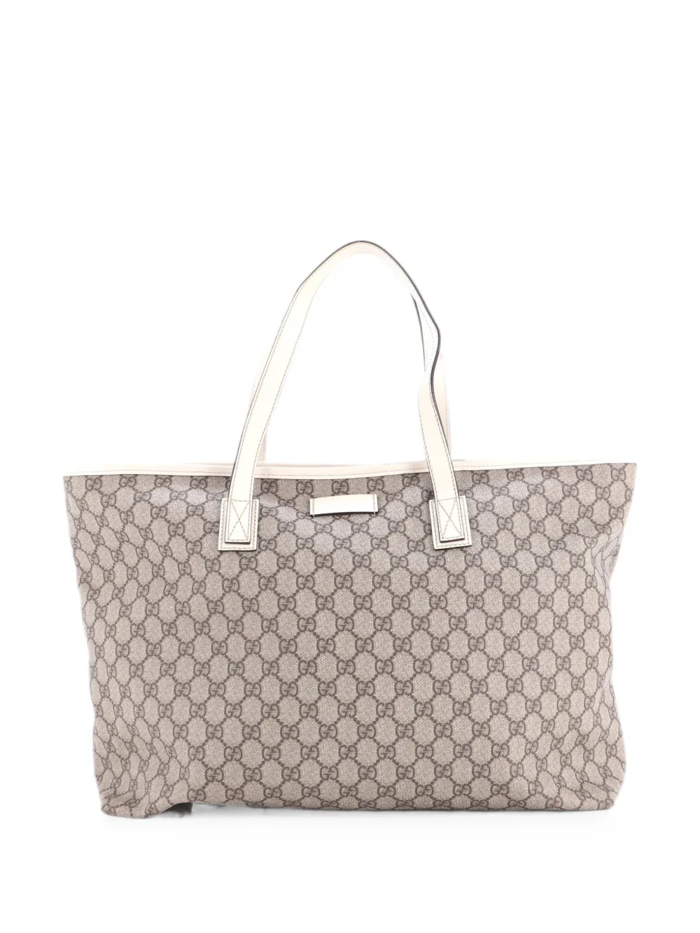Gucci Pre-Owned Große Plus GG Tote Bag aus beschichtetem Canvas und Leder - Weiß