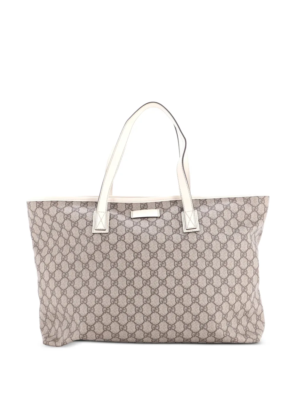 Gucci Pre-Owned Große Plus GG Tote Bag aus beschichtetem Canvas und Leder - Weiß