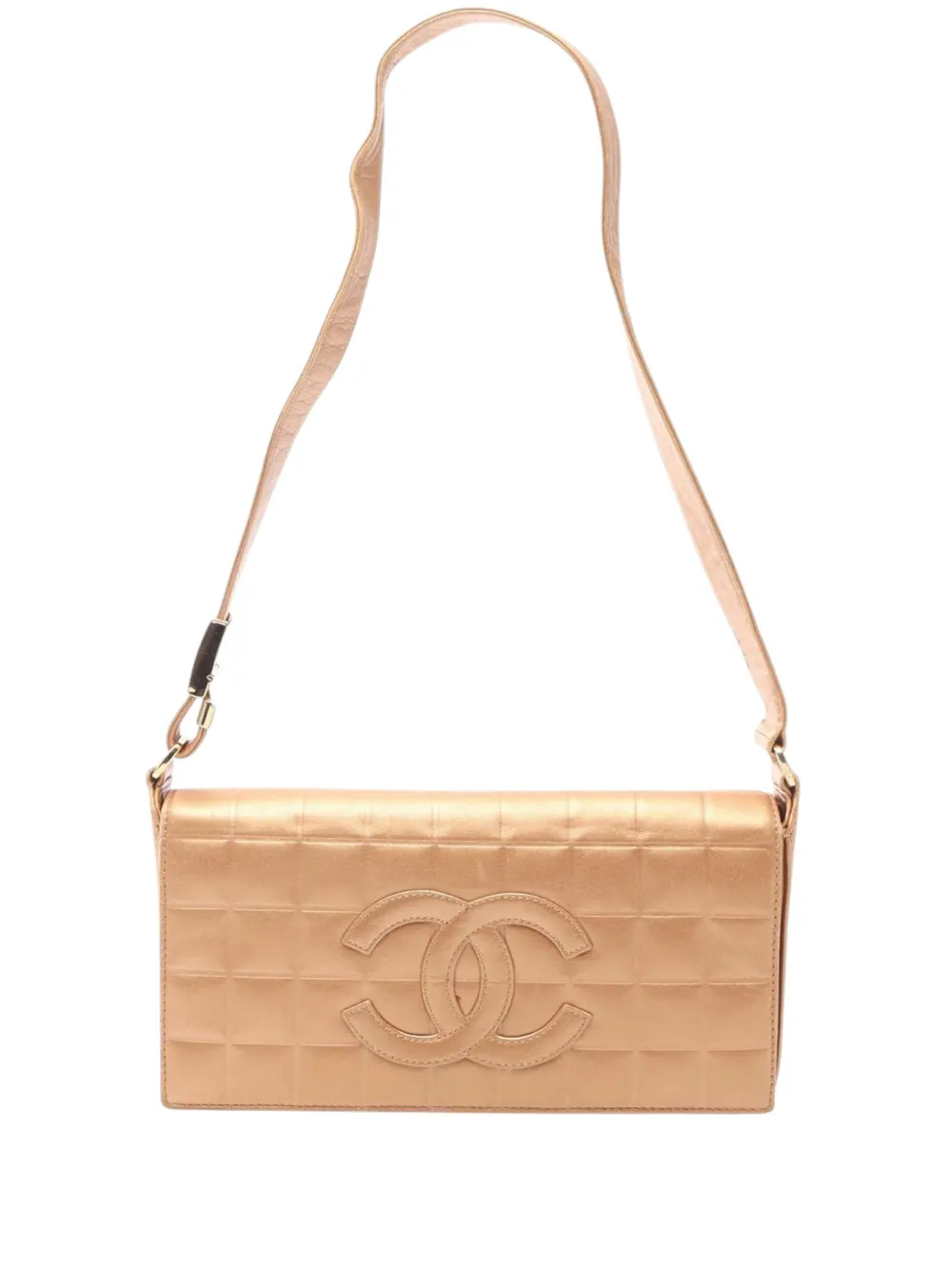 CHANEL Pre-Owned 2002-2003 CC Chocolate Bar Metallic Lambskin shoulder bag - Gold