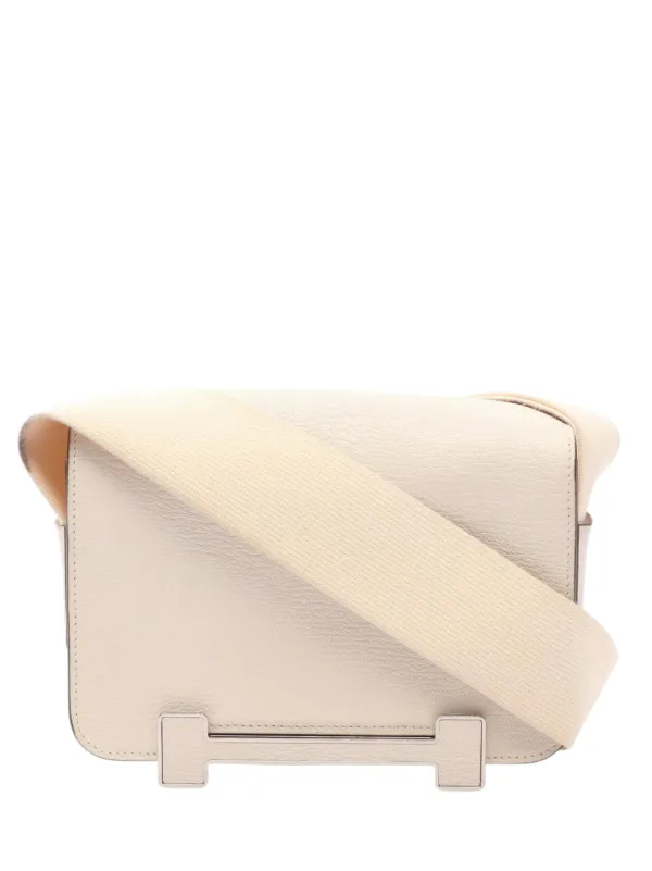 Hermès Pre-owned 2024 Chevre Mysore Geta Crossbody Bag in White