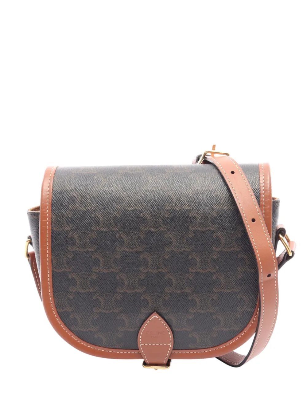 Celine Pre-Owned 2019-2026 Medium Triomphe Coated Canvas Folco crossbody bag - Brown
