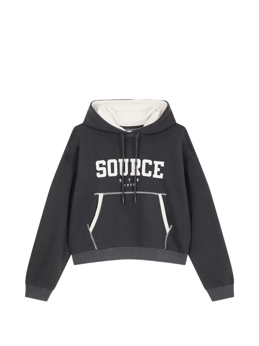 TOMBOY logo-print cropped hoodie - Grau