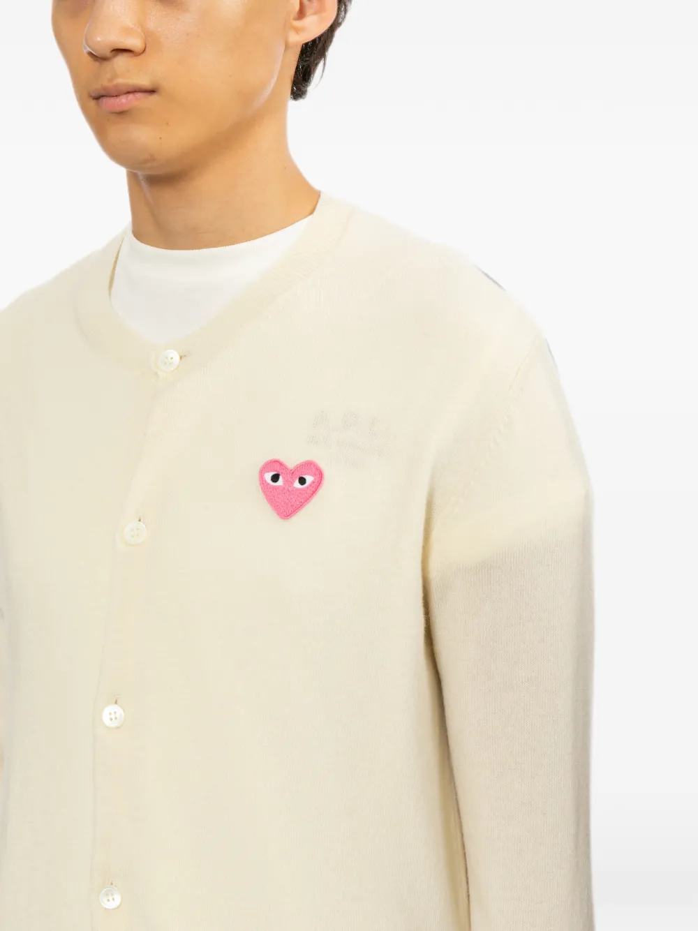 Comme Des Garçons Play Vest met geborduurd logo Beige