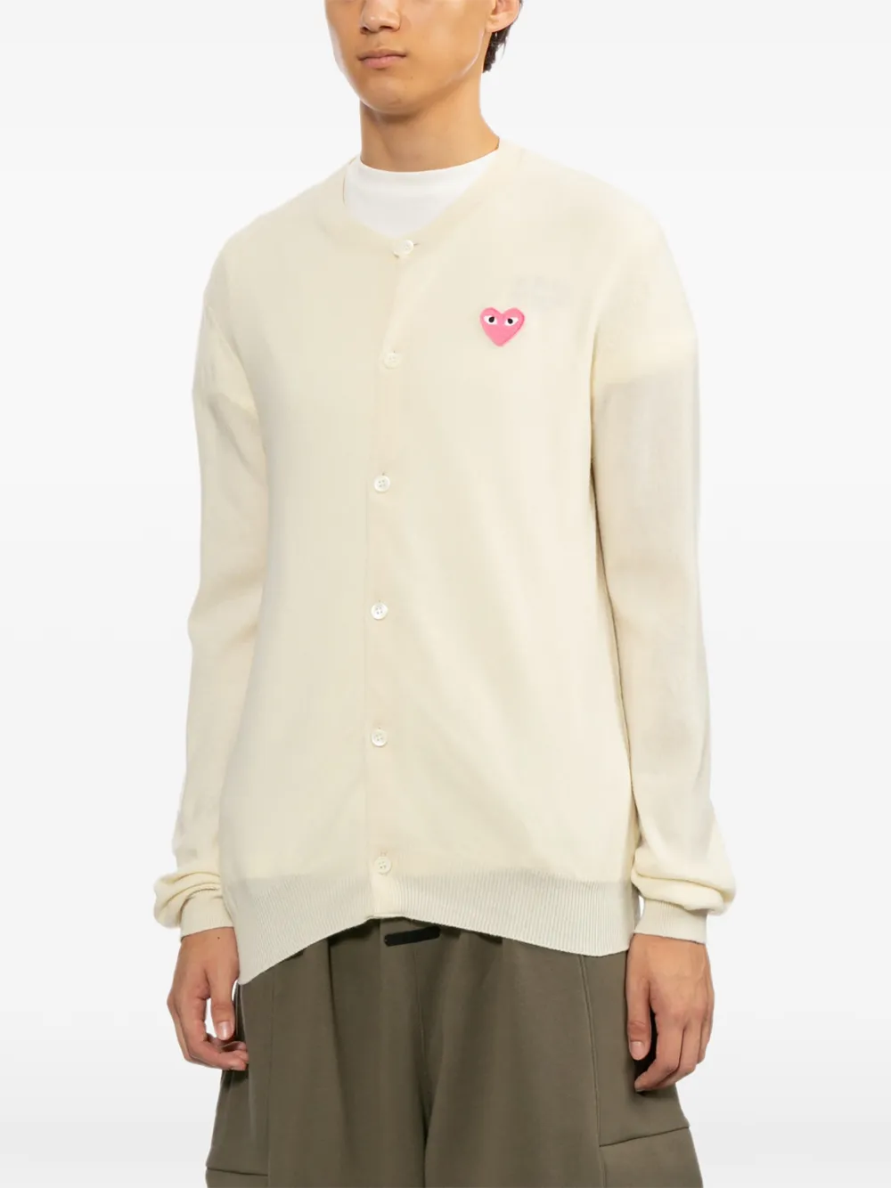 Comme Des Garçons Play Vest met geborduurd logo Beige