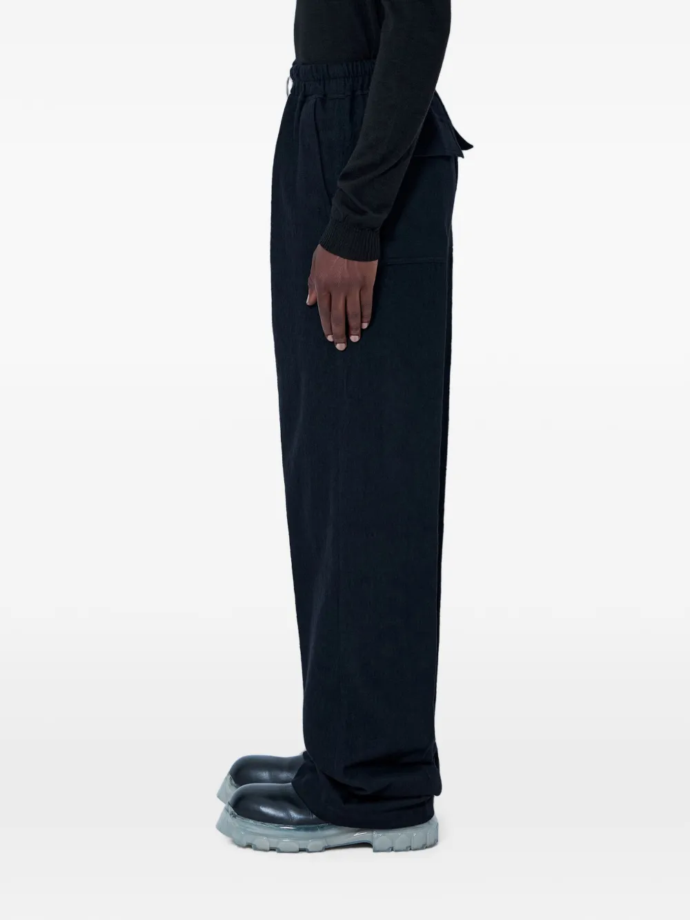 Rick Owens Broek met wijde pijpen en trekkoord Zwart