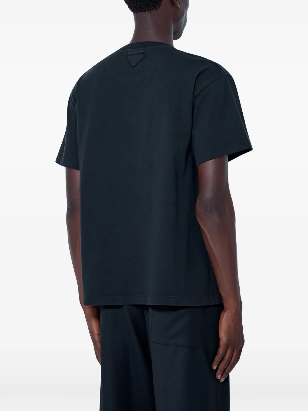 Prada T-shirt met korte mouwen en logo-patroon Zwart