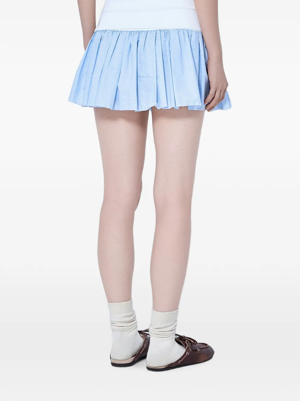 Miu Mini-plooirok met gingham-ruit Blauw