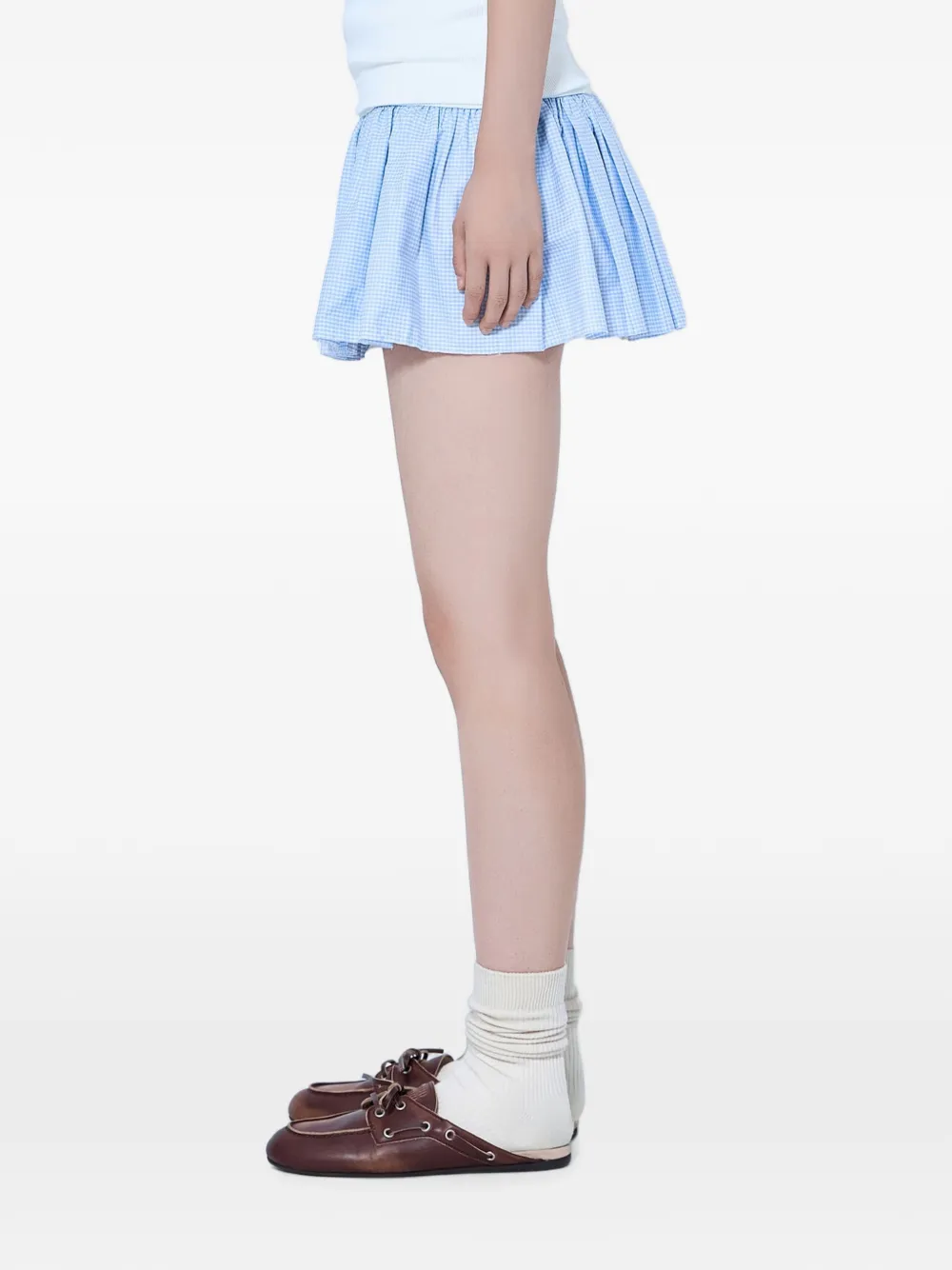 Miu Mini-plooirok met gingham-ruit Blauw