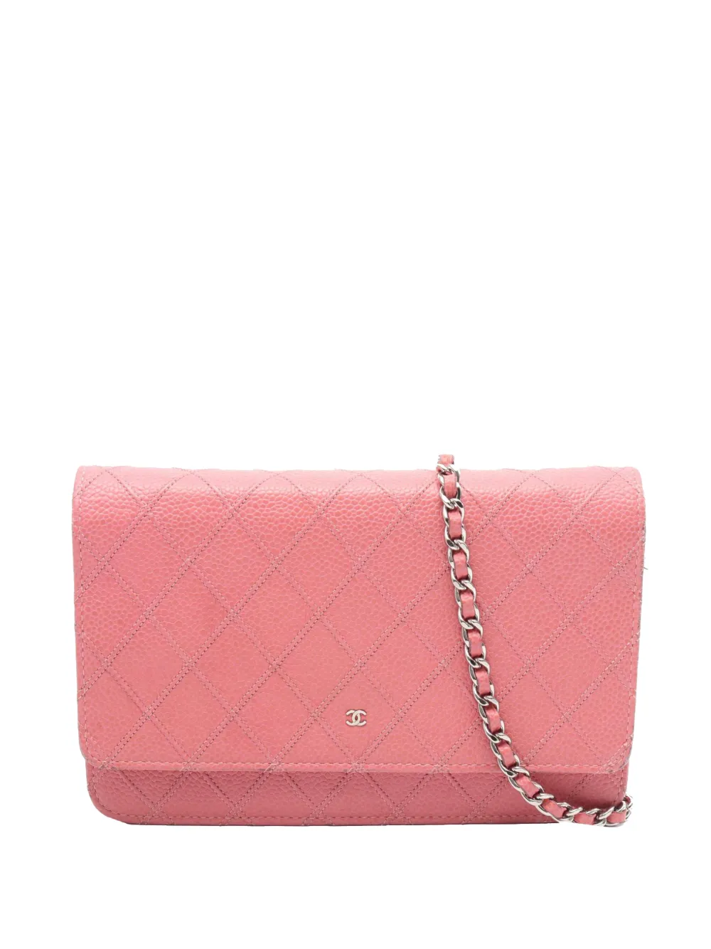 CHANEL Pre-Owned Borsa a tracolla CC in pelle Caviar trapuntata con catena 2012-2013 - Rosa