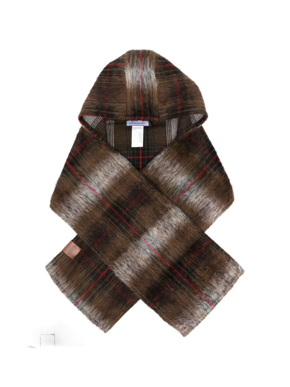Ruslan Baginskiy checked hooded scarf