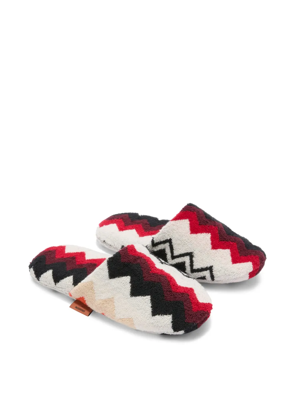 Missoni Home Gebreide slippers met zigzag-patroon Rood