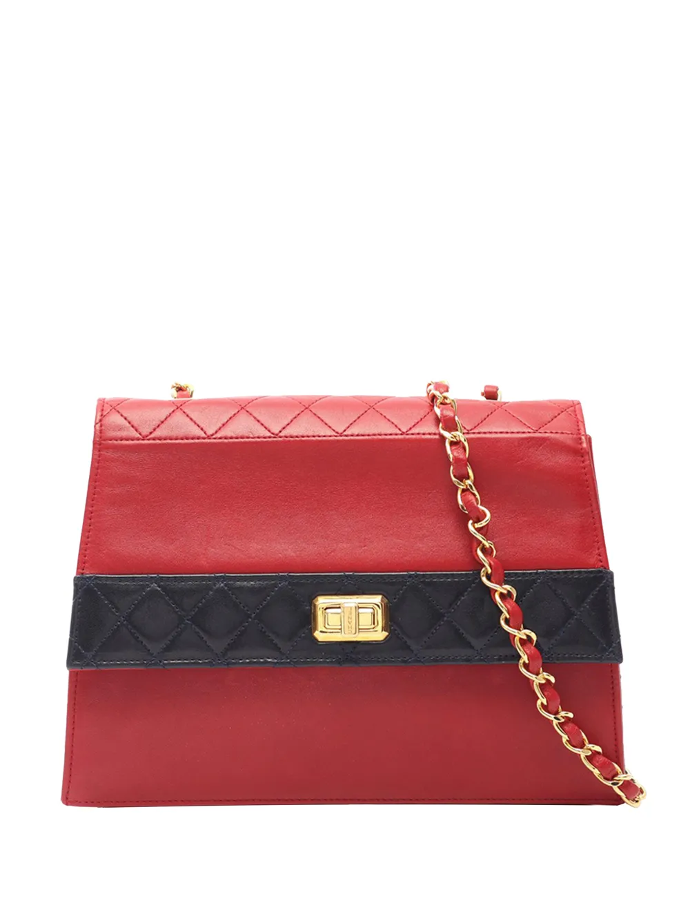 CHANEL Pre-Owned Borsa a tracolla Mademoiselle Turnlock Trapezoid in pelle di agnello con battente 1989-1991 - Rosso