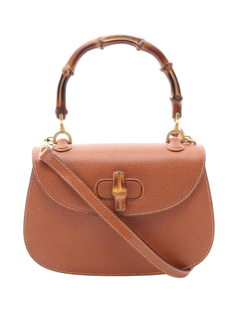Gucci Pre-Owned 20th Century Small Grained Calfskin Bamboo Top Handle Bag satchel - Braun