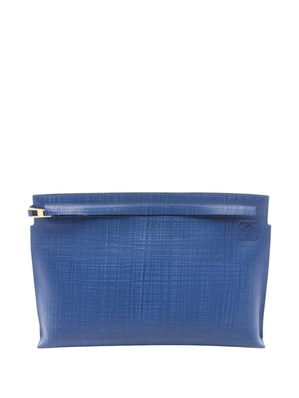 Loewe Pre-Owned 2010-2026 Large Linen Embossed Calfskin Anagram T Pouch clutch bag - Blau