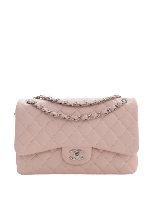 CHANEL Pre-Owned 2013-2014 점보 클래식 캐비어 더블 플랩 숄더 백