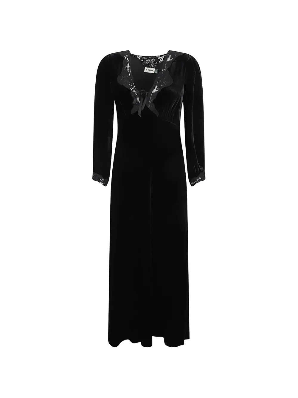 Rixo lace-trim velvet maxi dress - Black