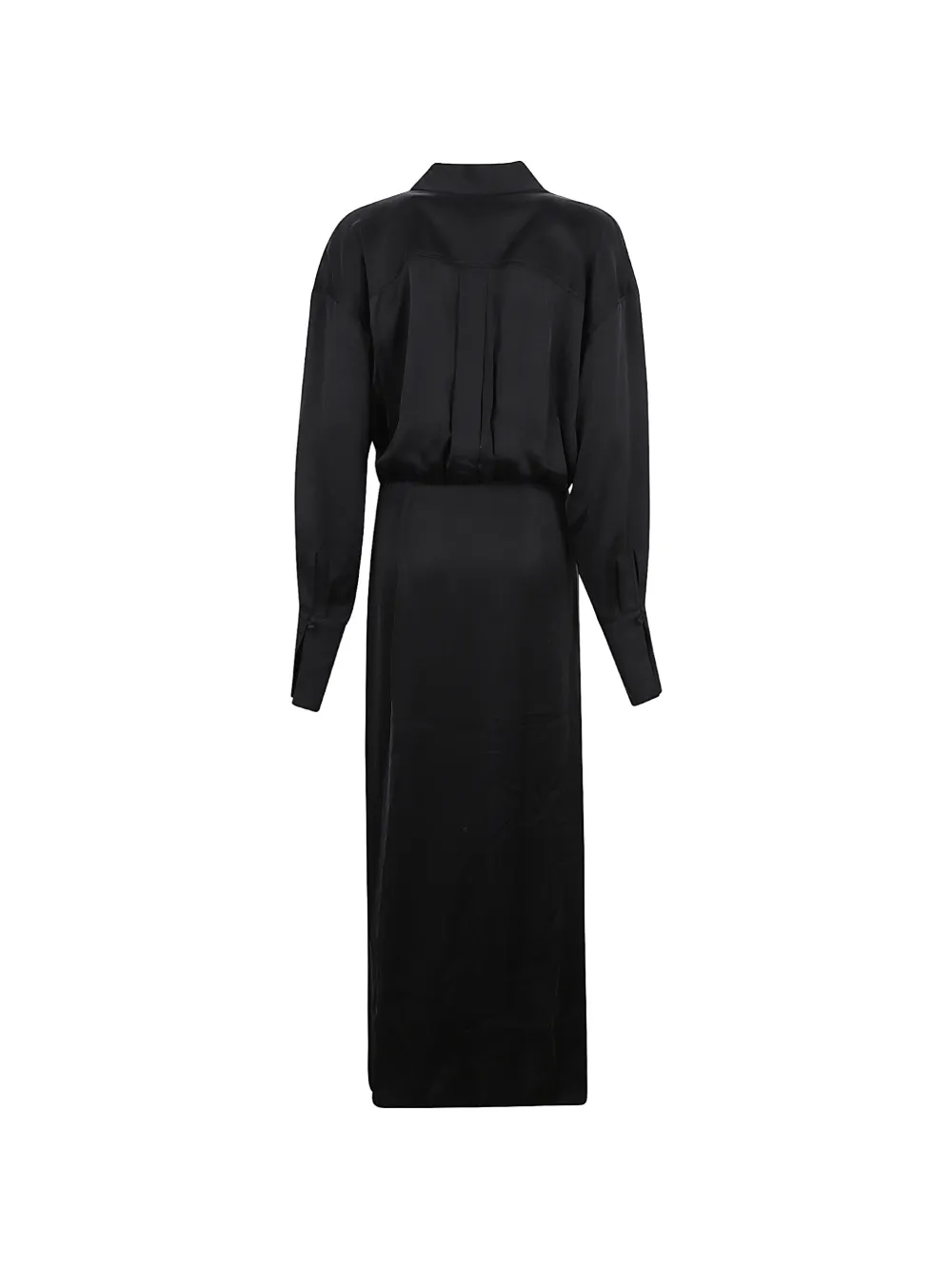 THE ANDAMANE Midi-jurk met gedrapeerd detail en lange mouwen Zwart