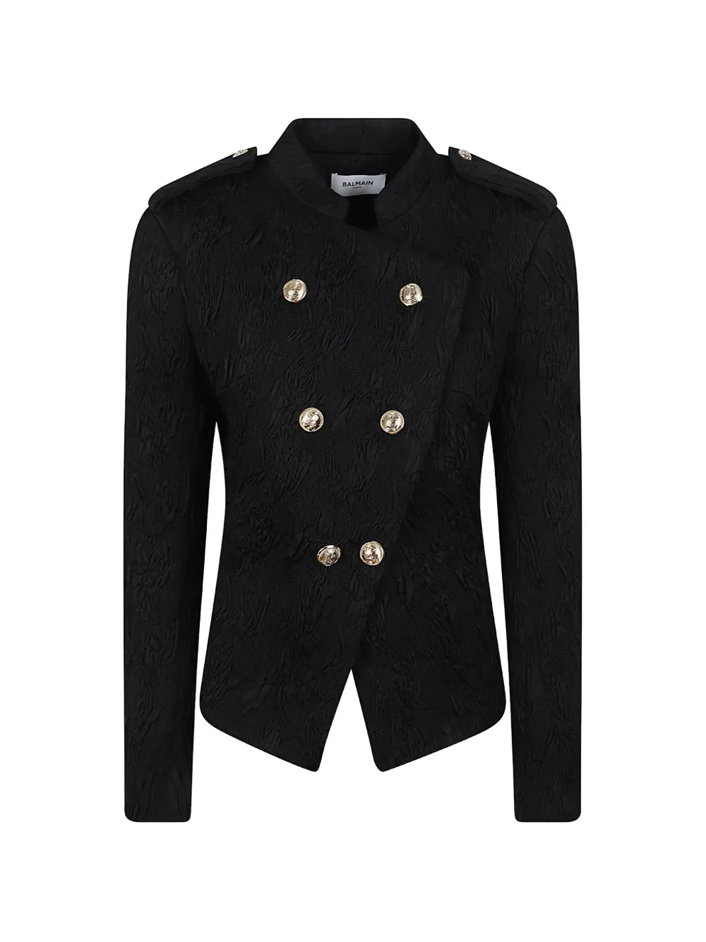 Balmain double-breasted jacquard jacket Zwart