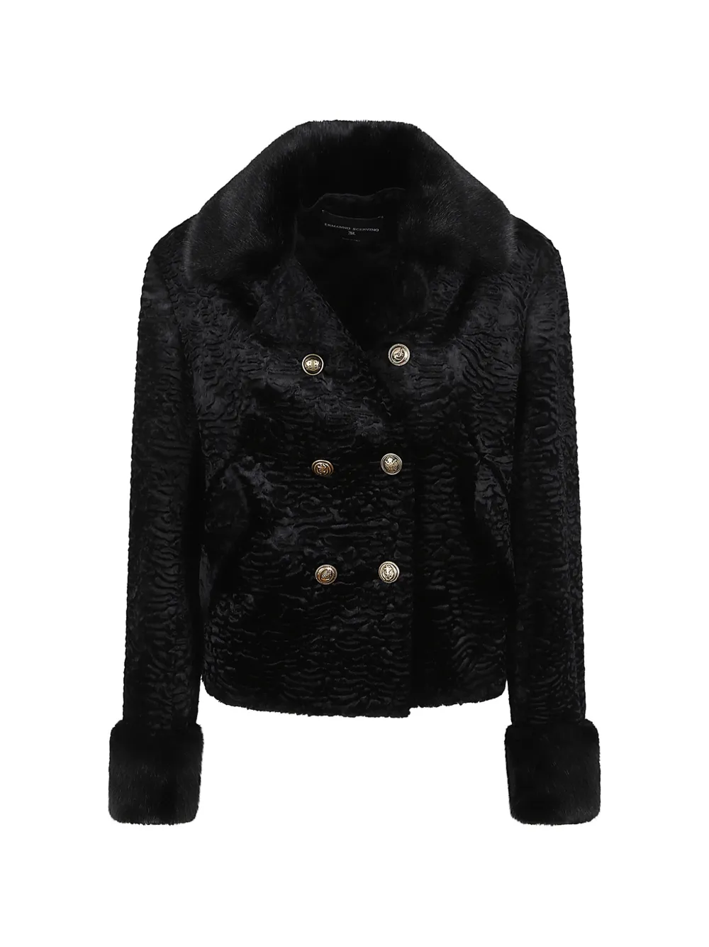 Ermanno Scervino double-breasted faux-fur trim jacket - Nero