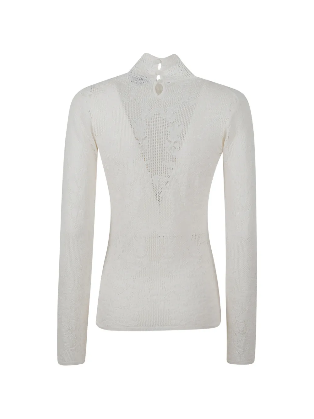 Gabriela Hearst Waite lace-knit high-neck long-sleeved blouse Beige
