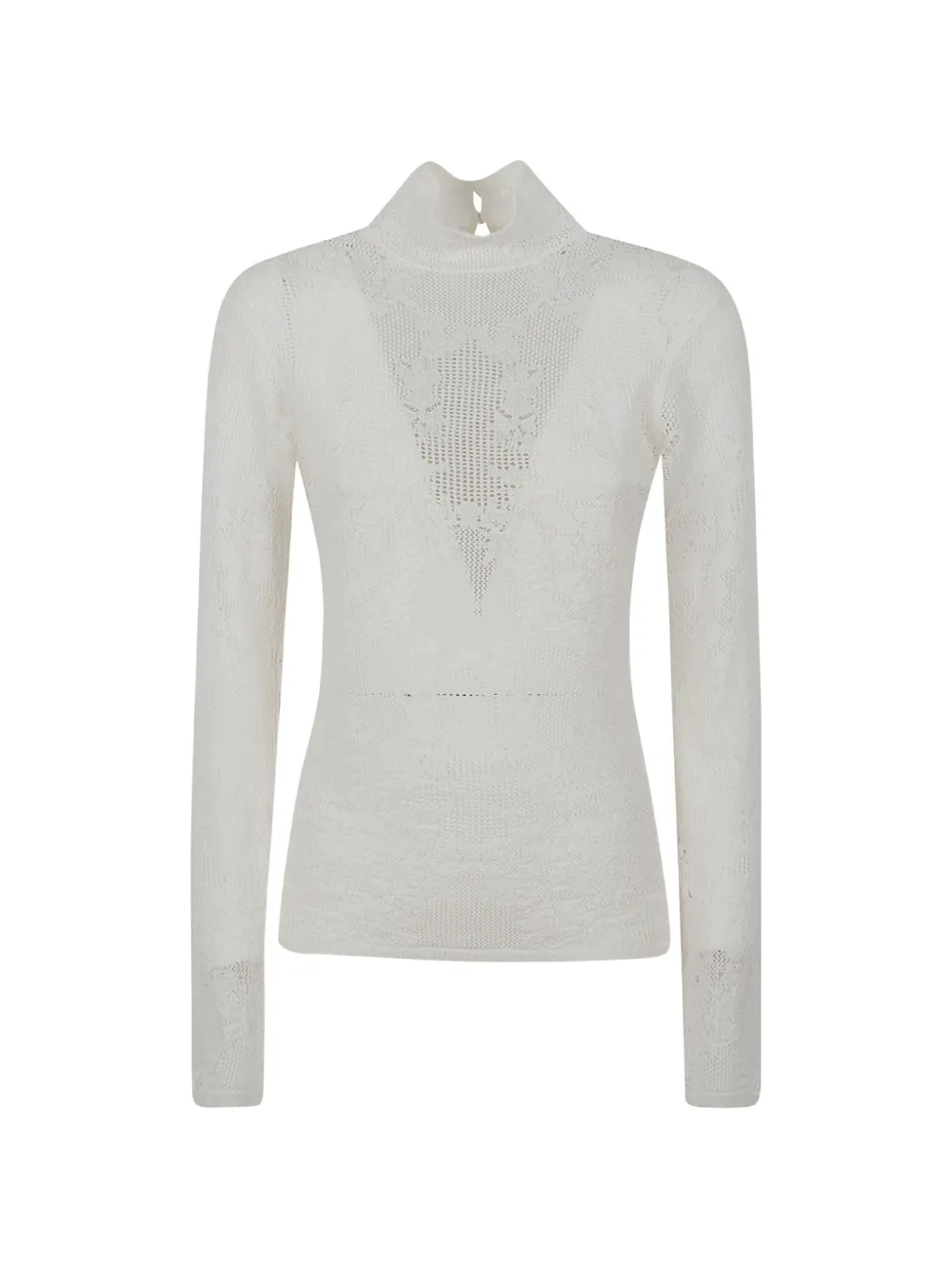 Gabriela Hearst Waite lace-knit high-neck long-sleeved blouse - Toni neutri