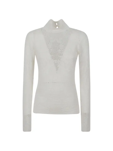 Gabriela Hearst Waite lace-knit high-neck long-sleeved blouse