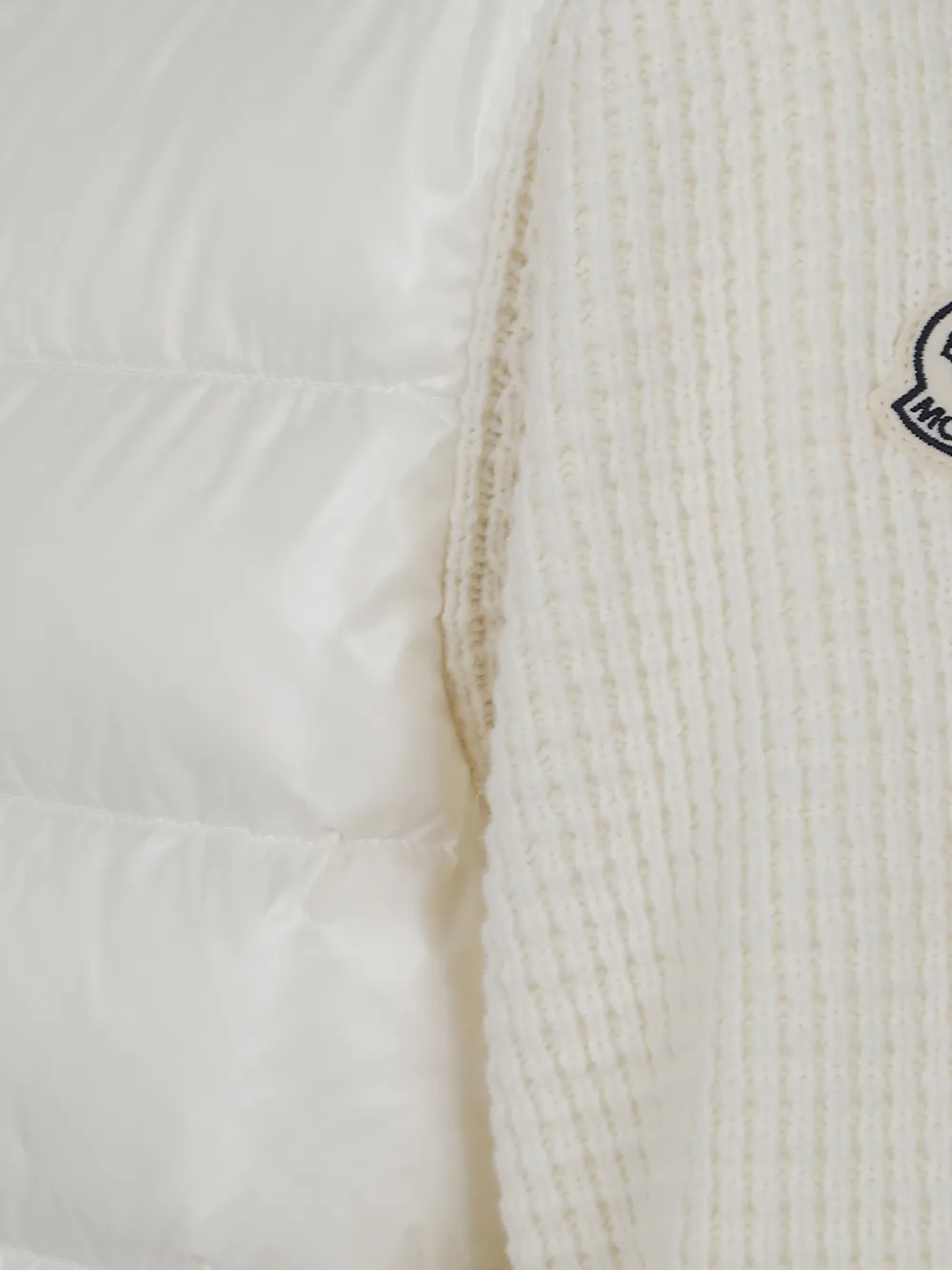 Moncler padded waffle-knit hoodie Wit