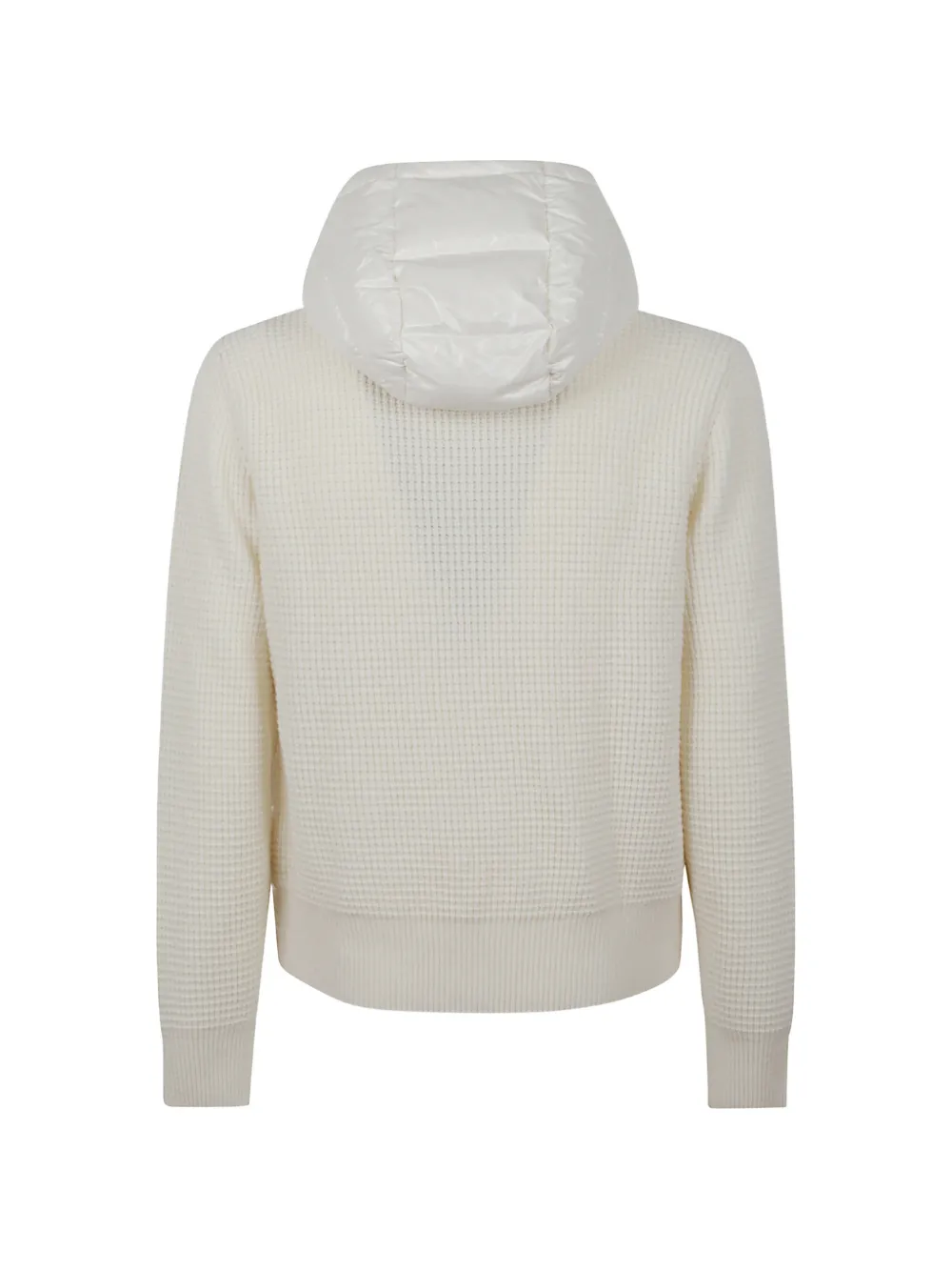 Moncler padded waffle-knit hoodie Wit